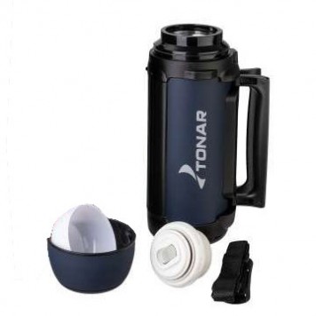 Термос Tonar TM-042 1,7 л (крышка-кружка с ручк, доп.пл.чашка, скл.ручки, ремень)